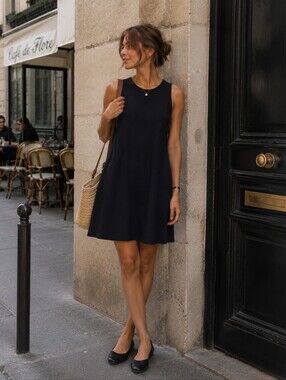 NWT US4 Sleeveless Black Cotton Dress